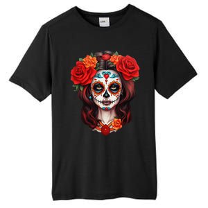 De Los Muertos La Catrina Day Of The Dead Sugar Skull Women Tall Fusion ChromaSoft Performance T-Shirt