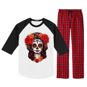 De Los Muertos La Catrina Day Of The Dead Sugar Skull Women Raglan Sleeve Pajama Set