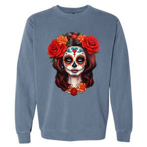 De Los Muertos La Catrina Day Of The Dead Sugar Skull Women Garment-Dyed Sweatshirt