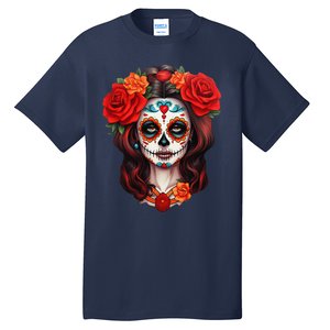 De Los Muertos La Catrina Day Of The Dead Sugar Skull Women Tall T-Shirt