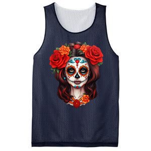 De Los Muertos La Catrina Day Of The Dead Sugar Skull Women Mesh Reversible Basketball Jersey Tank