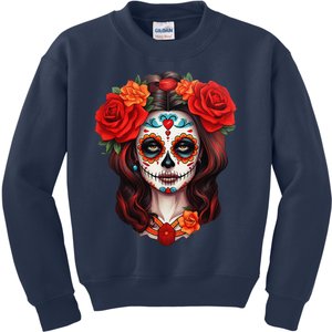 De Los Muertos La Catrina Day Of The Dead Sugar Skull Women Kids Sweatshirt