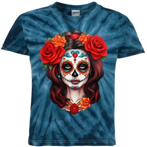 De Los Muertos La Catrina Day Of The Dead Sugar Skull Women Kids Tie-Dye T-Shirt