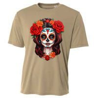 De Los Muertos La Catrina Day Of The Dead Sugar Skull Women Cooling Performance Crew T-Shirt