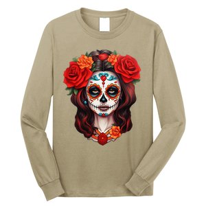 De Los Muertos La Catrina Day Of The Dead Sugar Skull Women Long Sleeve Shirt