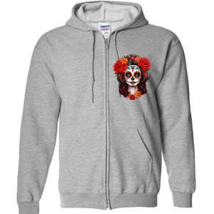 De Los Muertos La Catrina Day Of The Dead Sugar Skull Women Full Zip Hoodie