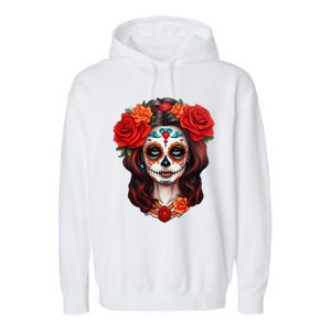 De Los Muertos La Catrina Day Of The Dead Sugar Skull Women Garment-Dyed Fleece Hoodie