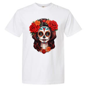 De Los Muertos La Catrina Day Of The Dead Sugar Skull Women Garment-Dyed Heavyweight T-Shirt