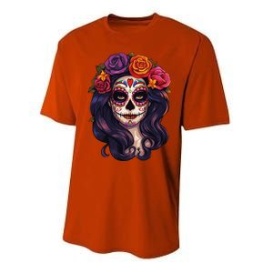 De Los Muertos La Catrina Day Of The Dead Sugar Skull Women Performance Sprint T-Shirt