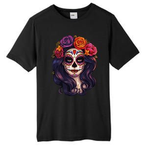 De Los Muertos La Catrina Day Of The Dead Sugar Skull Women Tall Fusion ChromaSoft Performance T-Shirt