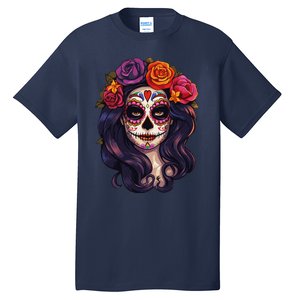 De Los Muertos La Catrina Day Of The Dead Sugar Skull Women Tall T-Shirt