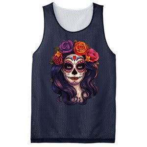 De Los Muertos La Catrina Day Of The Dead Sugar Skull Women Mesh Reversible Basketball Jersey Tank