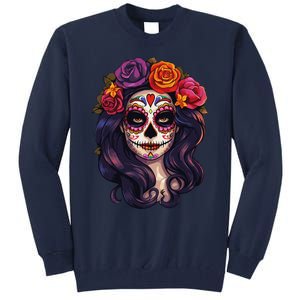 De Los Muertos La Catrina Day Of The Dead Sugar Skull Women Tall Sweatshirt