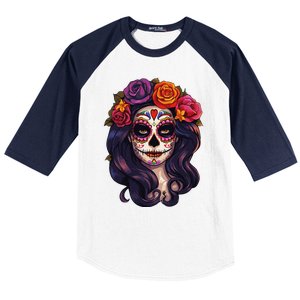 De Los Muertos La Catrina Day Of The Dead Sugar Skull Women Baseball Sleeve Shirt