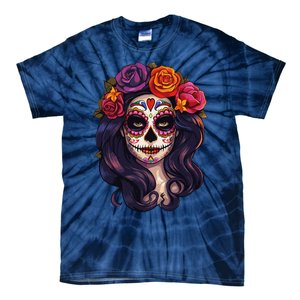 De Los Muertos La Catrina Day Of The Dead Sugar Skull Women Tie-Dye T-Shirt