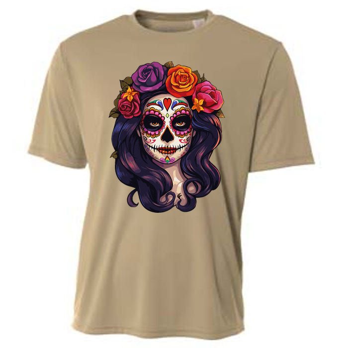 De Los Muertos La Catrina Day Of The Dead Sugar Skull Women Cooling Performance Crew T-Shirt