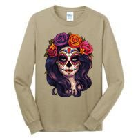 De Los Muertos La Catrina Day Of The Dead Sugar Skull Women Tall Long Sleeve T-Shirt