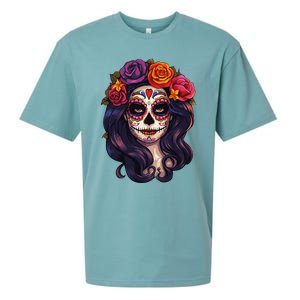 De Los Muertos La Catrina Day Of The Dead Sugar Skull Women Sueded Cloud Jersey T-Shirt