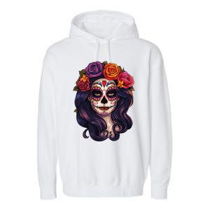 De Los Muertos La Catrina Day Of The Dead Sugar Skull Women Garment-Dyed Fleece Hoodie