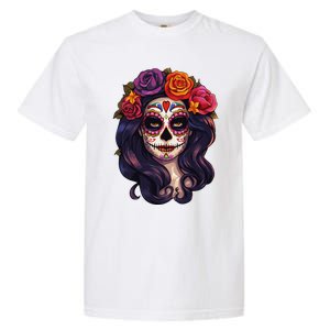 De Los Muertos La Catrina Day Of The Dead Sugar Skull Women Garment-Dyed Heavyweight T-Shirt