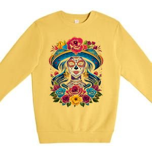 De Los Muertos La Catrina Sugar Skull Women Day Of The Dead Premium Crewneck Sweatshirt