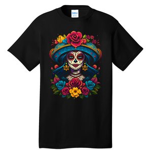 De Los Muertos La Catrina Sugar Skull Women Day Of The Dead Tall T-Shirt