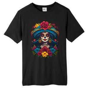 De Los Muertos La Catrina Sugar Skull Women Day Of The Dead Tall Fusion ChromaSoft Performance T-Shirt