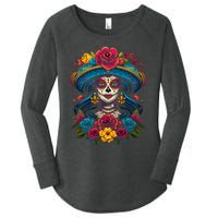 De Los Muertos La Catrina Sugar Skull Women Day Of The Dead Women's Perfect Tri Tunic Long Sleeve Shirt