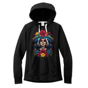 De Los Muertos La Catrina Sugar Skull Women Day Of The Dead Women's Fleece Hoodie