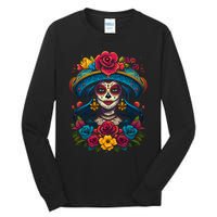 De Los Muertos La Catrina Sugar Skull Women Day Of The Dead Tall Long Sleeve T-Shirt