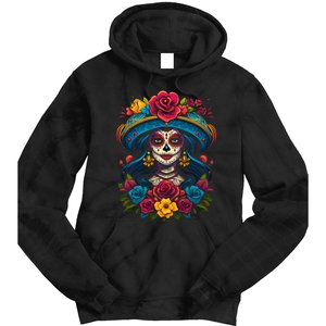 De Los Muertos La Catrina Sugar Skull Women Day Of The Dead Tie Dye Hoodie