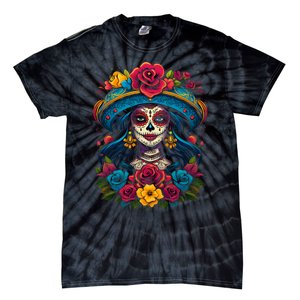 De Los Muertos La Catrina Sugar Skull Women Day Of The Dead Tie-Dye T-Shirt