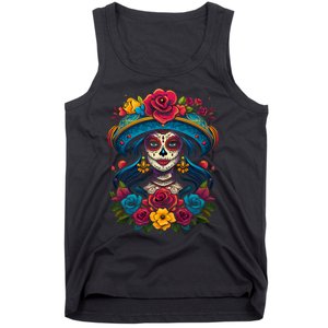 De Los Muertos La Catrina Sugar Skull Women Day Of The Dead Tank Top