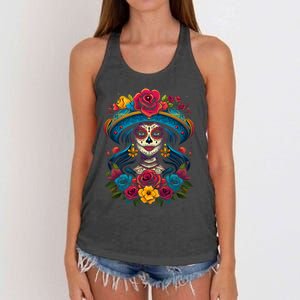 De Los Muertos La Catrina Sugar Skull Women Day Of The Dead Women's Knotted Racerback Tank