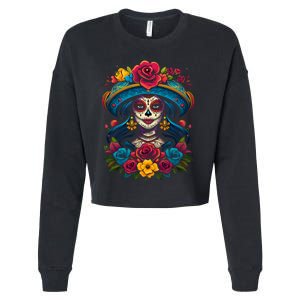 De Los Muertos La Catrina Sugar Skull Women Day Of The Dead Cropped Pullover Crew