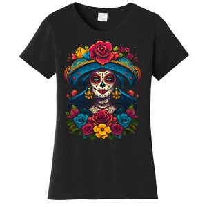 De Los Muertos La Catrina Sugar Skull Women Day Of The Dead Women's T-Shirt