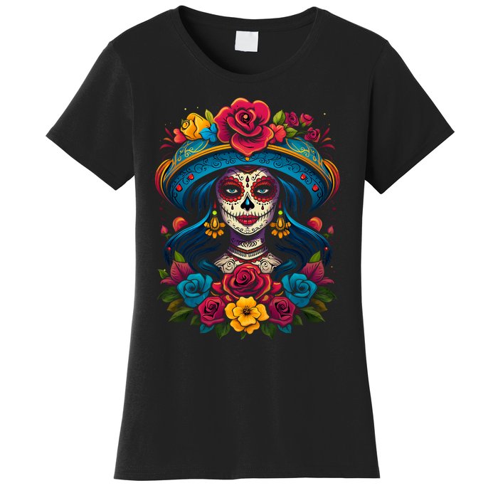 De Los Muertos La Catrina Sugar Skull Women Day Of The Dead Women's T-Shirt