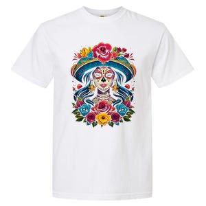 De Los Muertos La Catrina Sugar Skull Women Day Of The Dead Garment-Dyed Heavyweight T-Shirt