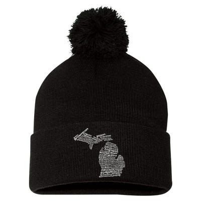 Drink Local Michigan Breweries Pom Pom 12in Knit Beanie