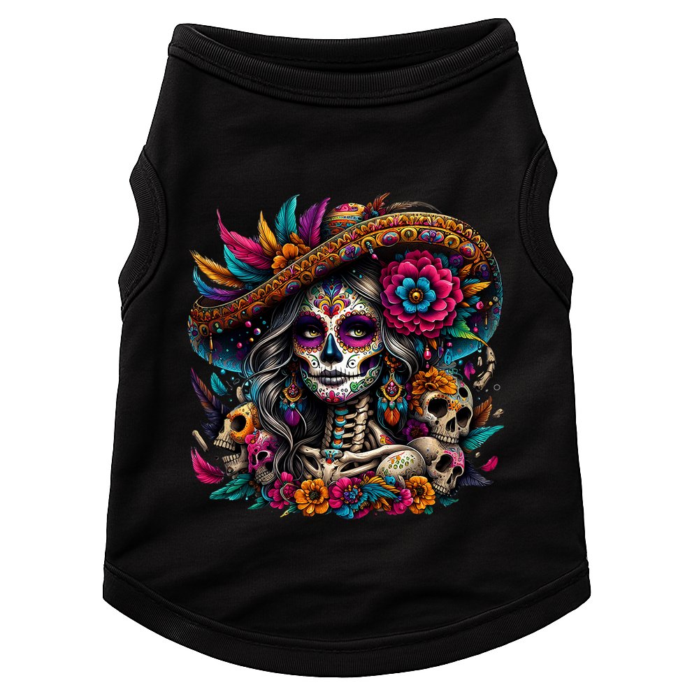De Los Muertos La Catrina Day Of The Dead Sugar Skull Women Doggie Tank