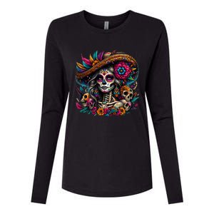 De Los Muertos La Catrina Day Of The Dead Sugar Skull Women Womens Cotton Relaxed Long Sleeve T-Shirt