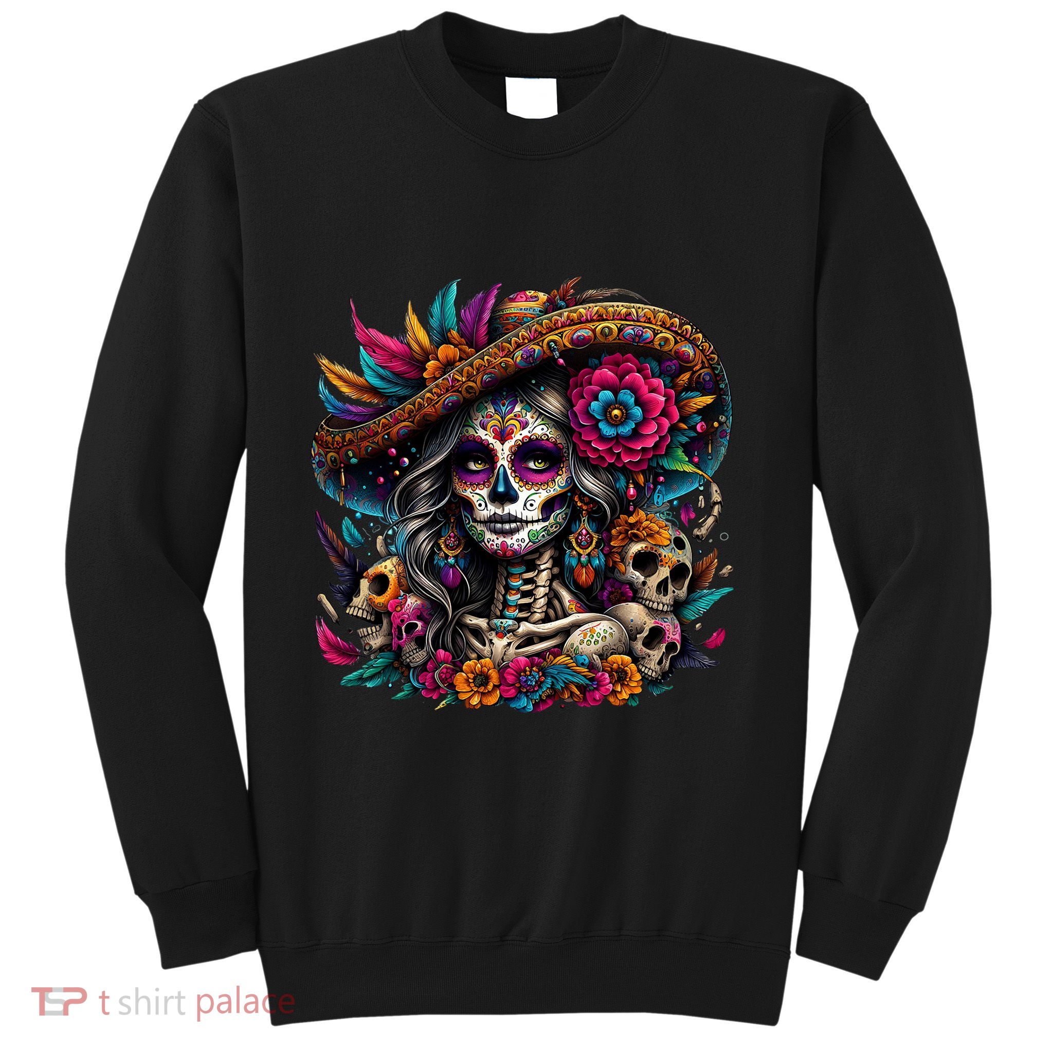 De Los Muertos La Catrina Day Of The Dead Sugar Skull Women Sweatshirt