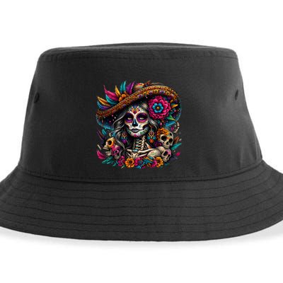 De Los Muertos La Catrina Day Of The Dead Sugar Skull Women Sustainable Bucket Hat