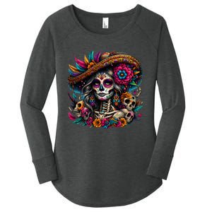 De Los Muertos La Catrina Day Of The Dead Sugar Skull Women Women's Perfect Tri Tunic Long Sleeve Shirt