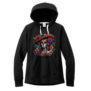 De Los Muertos La Catrina Day Of The Dead Sugar Skull Women Women's Fleece Hoodie