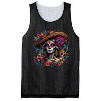 De Los Muertos La Catrina Day Of The Dead Sugar Skull Women Mesh Reversible Basketball Jersey Tank