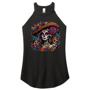 De Los Muertos La Catrina Day Of The Dead Sugar Skull Women Women's Perfect Tri Rocker Tank