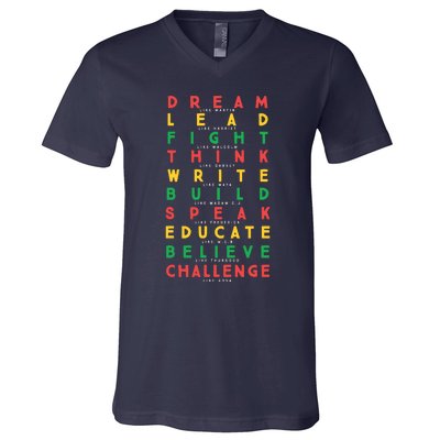 Dream Like Martin Lead Like Harriet Black History Month V-Neck T-Shirt