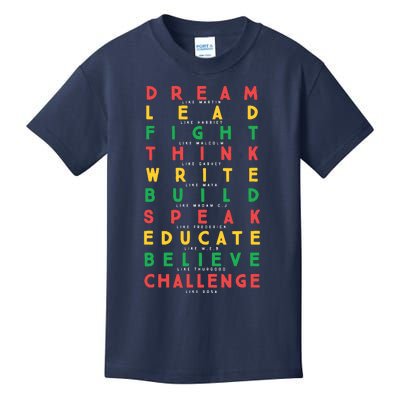 Dream Like Martin Lead Like Harriet Black History Month Kids T-Shirt