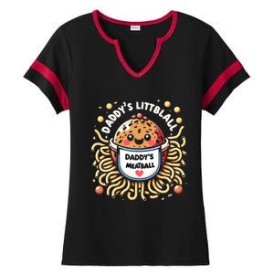 Daddys Little Meatball Cute Gift Ladies Halftime Notch Neck Tee